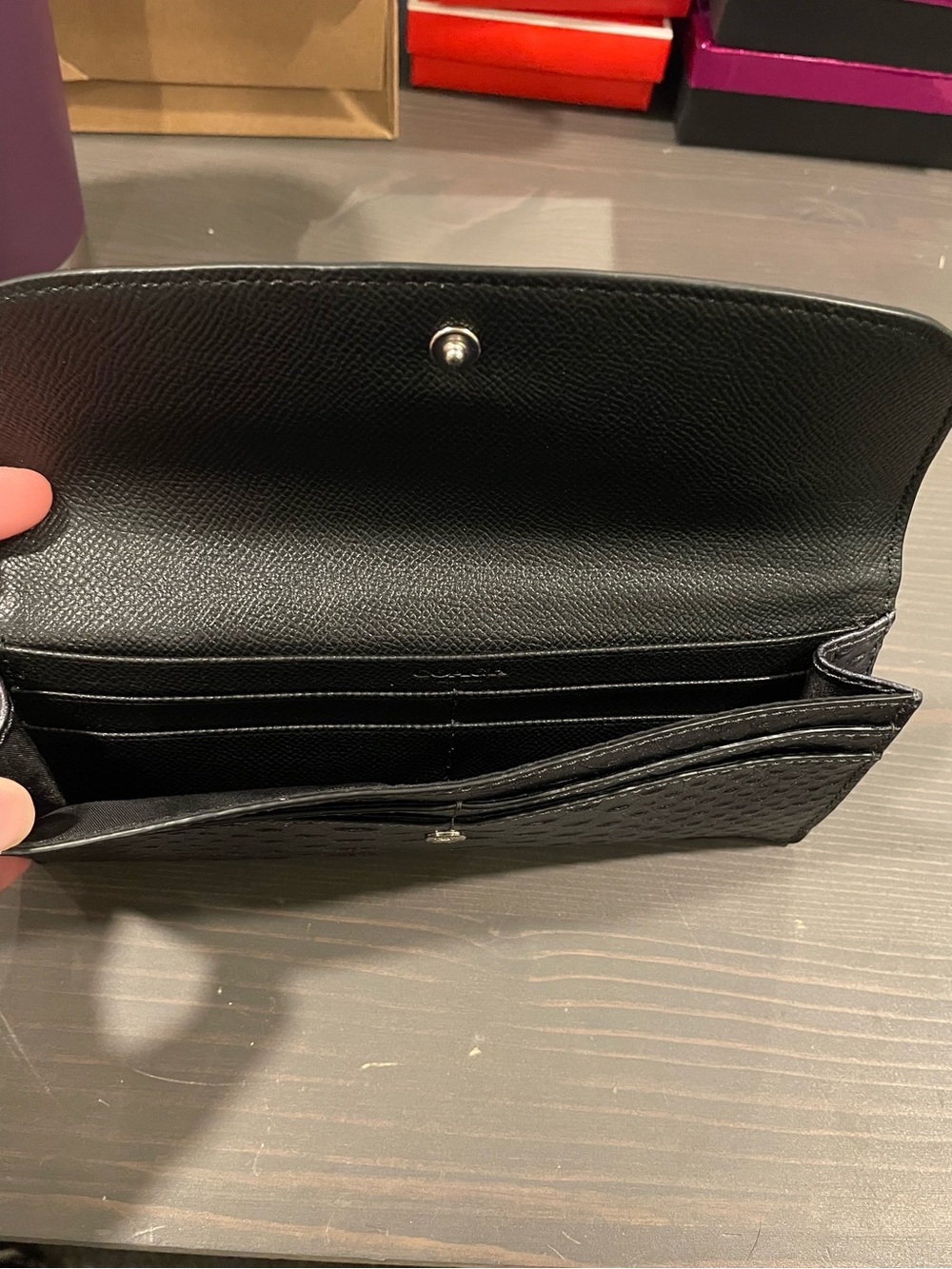 Coach Black Embossed Python-Texture Leather Long Wallet - Picture 4 of 4